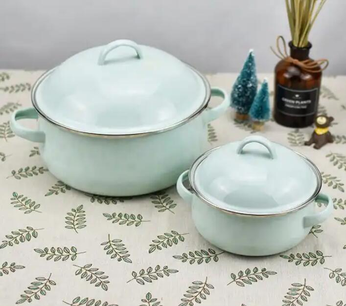 16-24cm 673dg-K 5PCS Black Pot Turkish Cast-Iron Cookware Kitchen Cooking Pot Enamel Casserole Set Enamelware