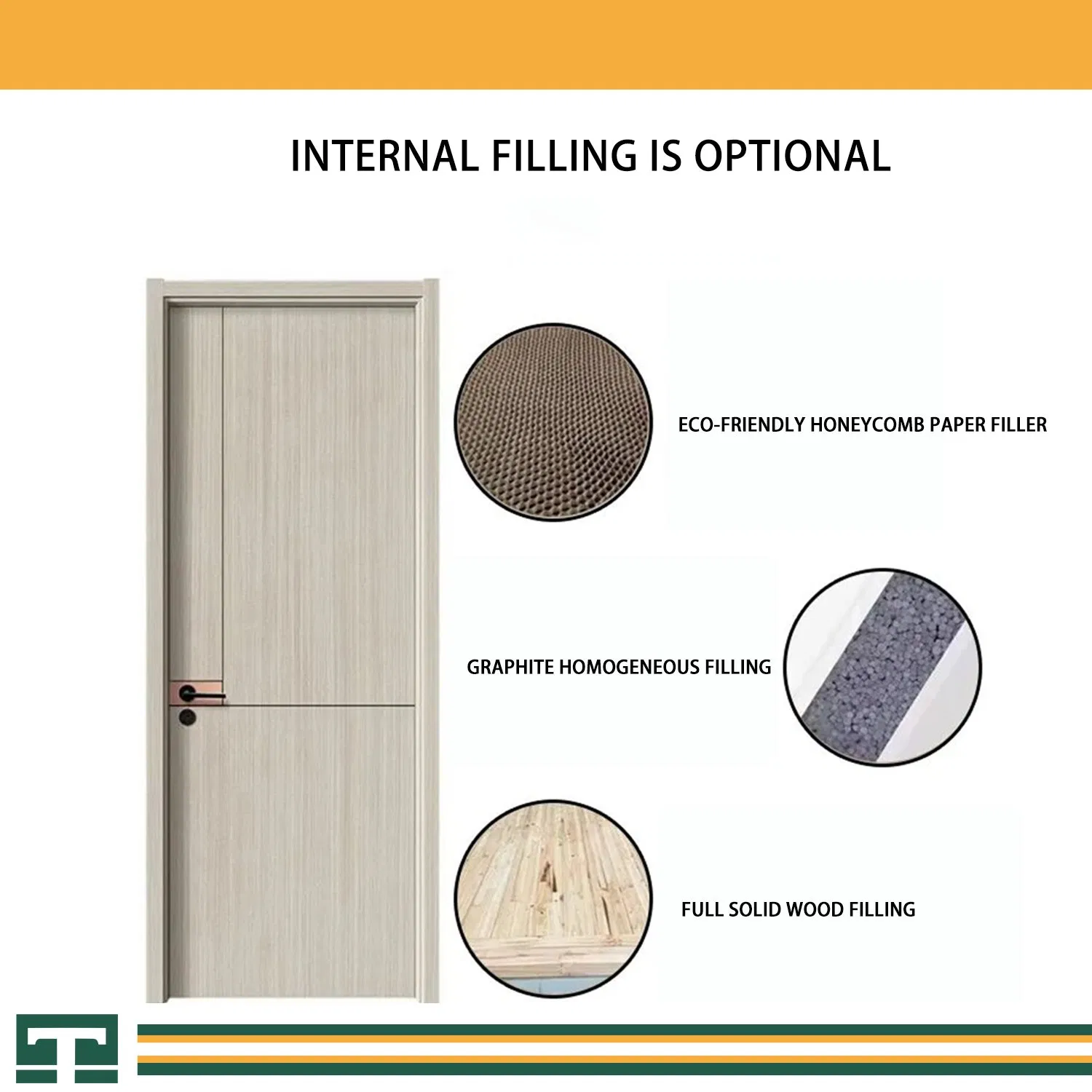 High-Quality MDF Flush Internal Solid Wood Acoustic Interior Soundproof Door for Hotels, Apartments, Villas Renovation Composite PVC Paint Door Wooden Door