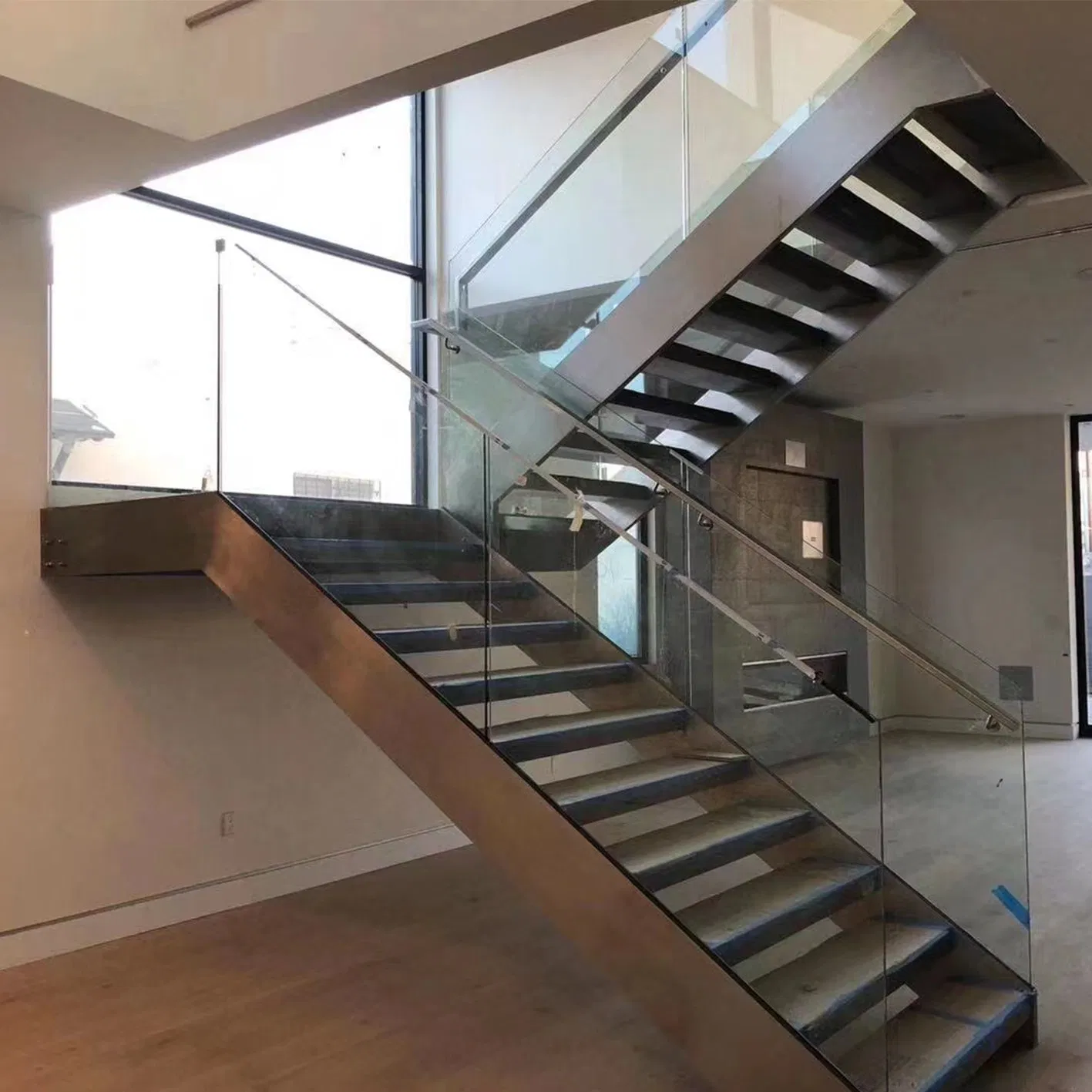 Aluminum U Channel Glass Staircase Railing Fitting Frameless Glass Stainless Steel Handrail Aluminum Railing for Balcony Indoor