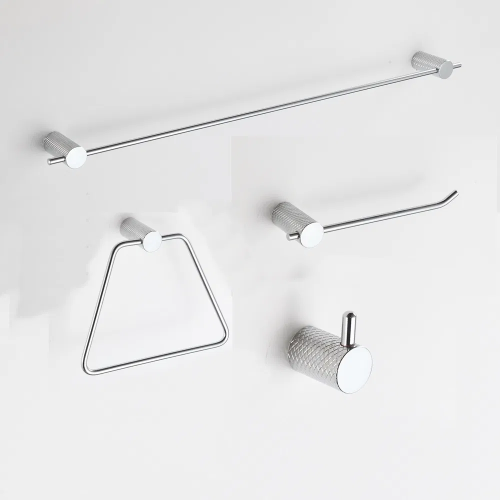 4 Pieces Round Wall Mount Design Chrome Stainless Steel Bathroom Accessories Set