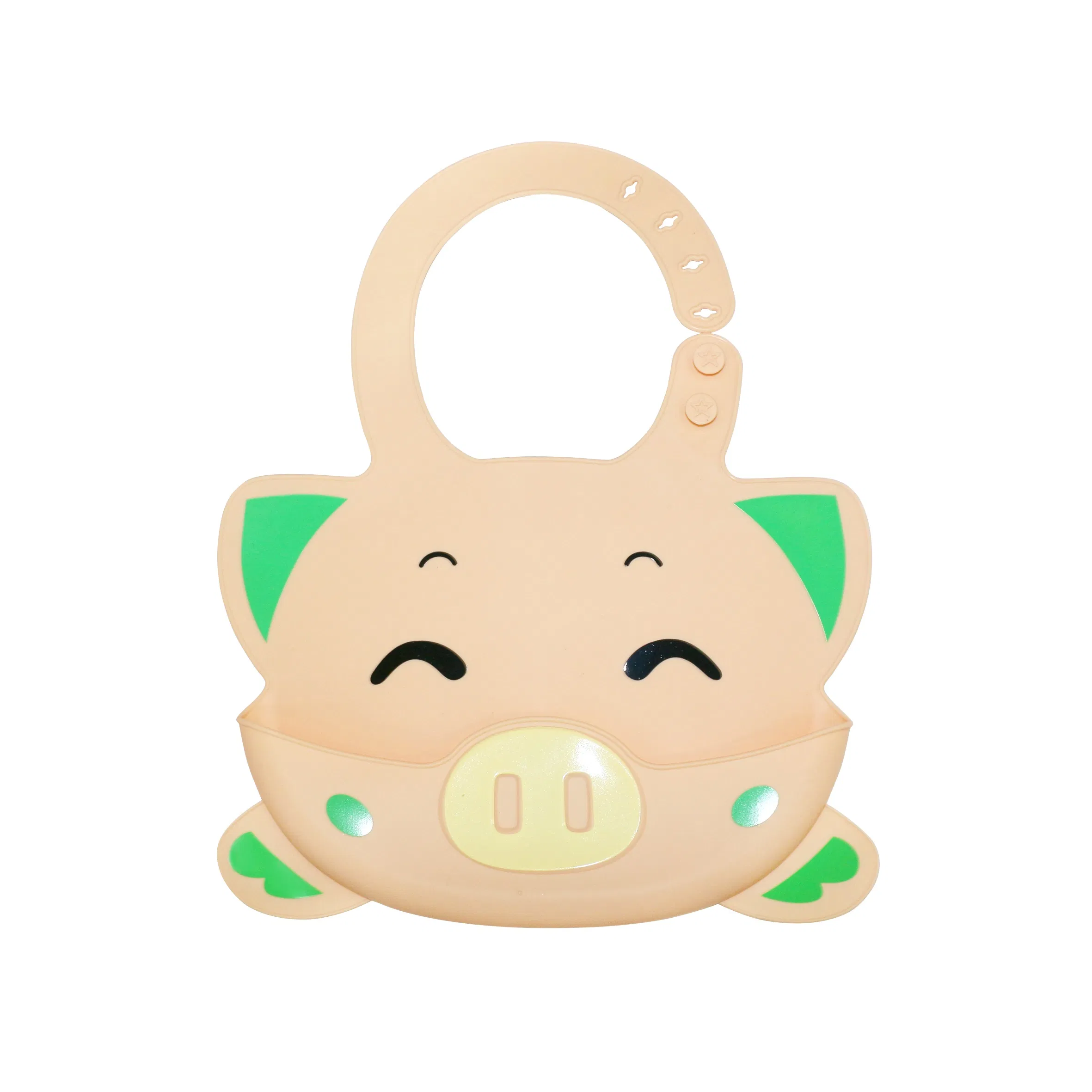 Stylish Pink Pig Silicone Baby Bib - BPA Free for Safe Feeding