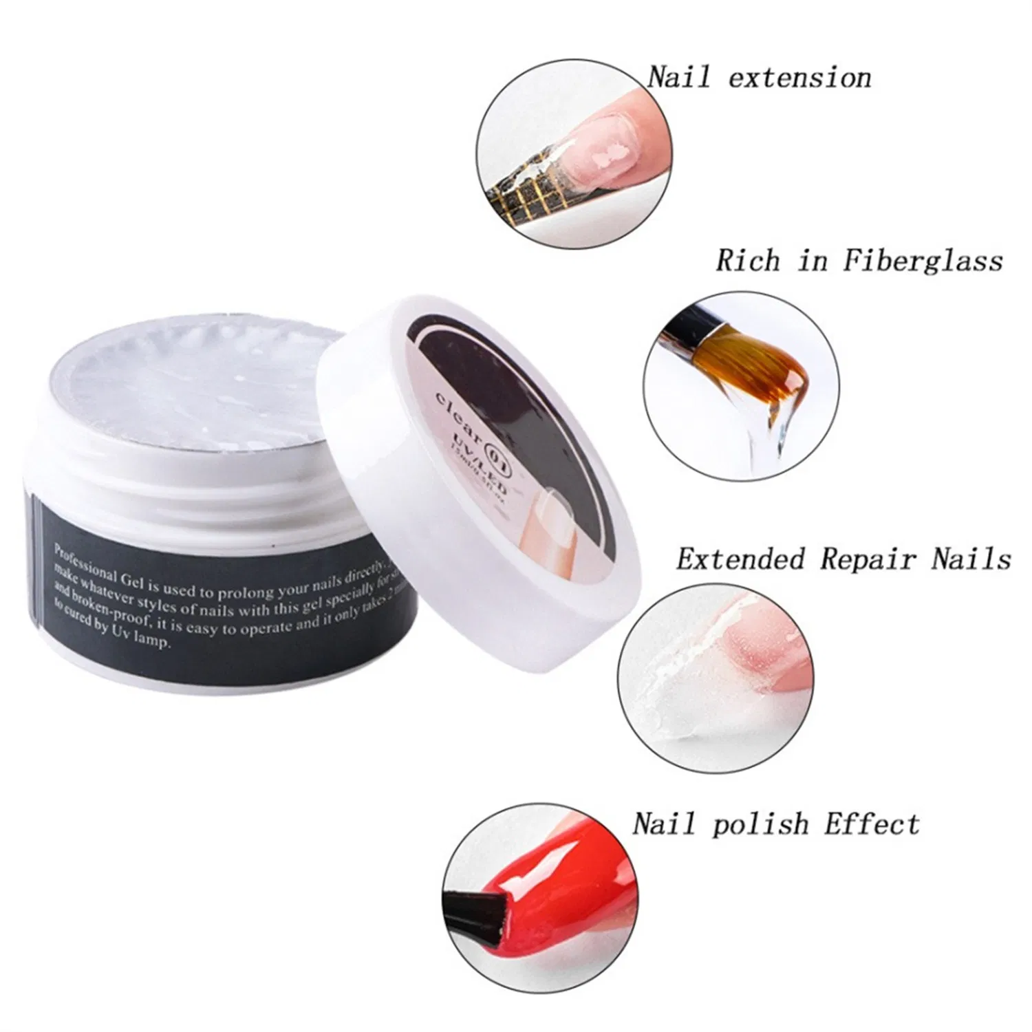 Private Label Customized Brand Logo Free Hema Tpo Jelly Gel Builder UV Gel Hard Gel Nail Builder in a Bottle Clear Color Gel UV Builder Gel Meeting EU Standards