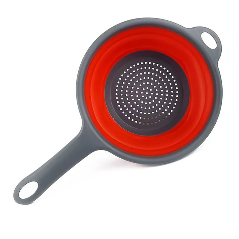 2 Pieces Collapsible Colander Set Round Foldable Silicone Storage Strainer