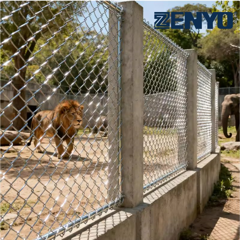 4FT 6FT 8FT Galvanized Chain Link Fence Mesh Slope Protection Animal & Football Court& Cyclone Wire Fence