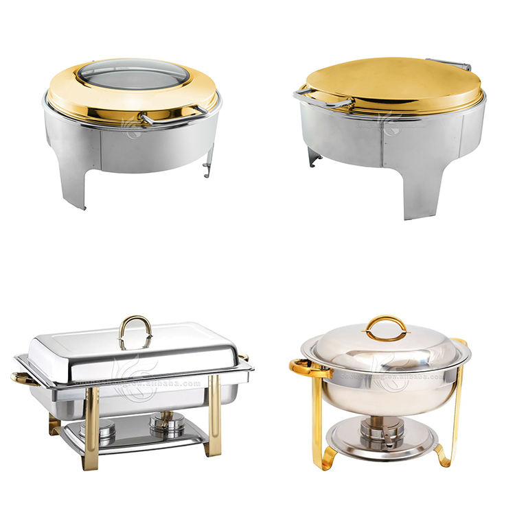 Luxury Chafing Dish Gold Stainless Steel Buffet Servers Food Warmer Gold Silver Buffet Chaffing Dishes for Hotel