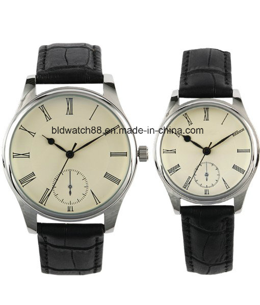 Custom Japan Quartz Movement Couple Watch with Stainless Steel Back