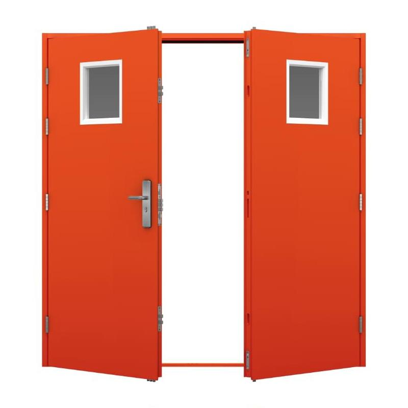 60minutes Red Color Fireproof Galvanized Steel Doors Safety Metal Fire Rated Hospital Doors in China