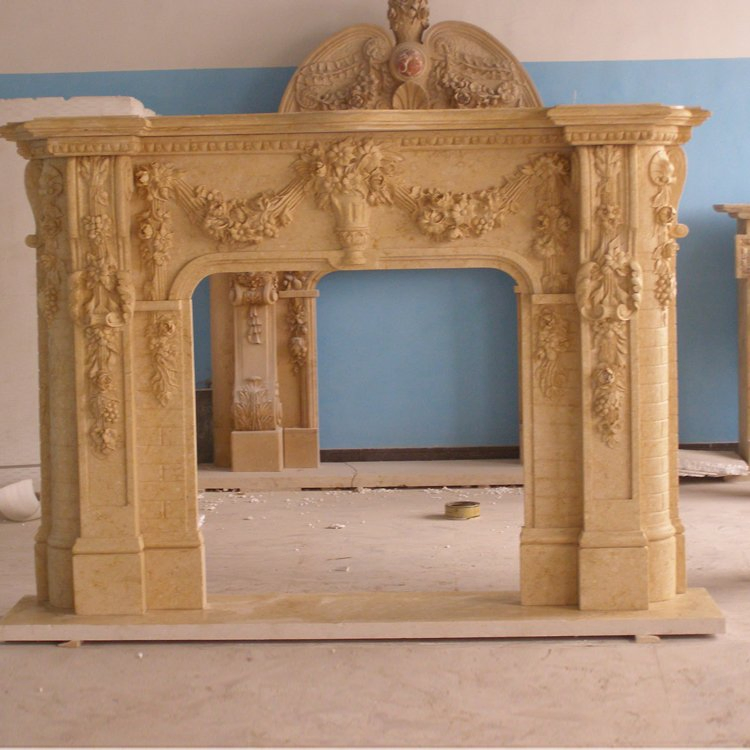 Hand Carved Home Decoration Cultured White Marble Fireplace Surround Price