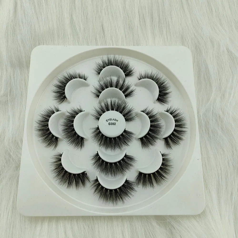 Imitation Mink False Eyelashes 7 Pairs of Lotus Plate 3D Chemical Fiber Eyelashes Natural Thick False Eyelashes