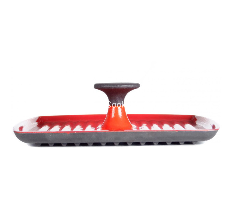 Пресс для стейков из чугуна с красной эмалью