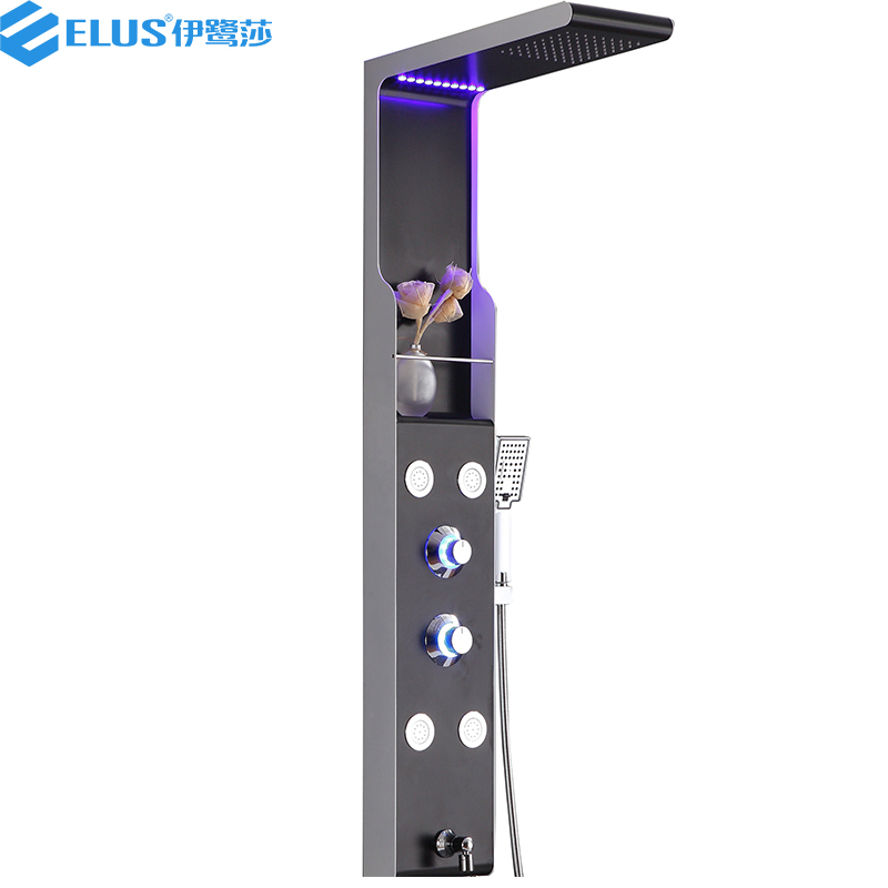 New Style Large Multifunctional Glass Laminate LED Shower Columns Panels