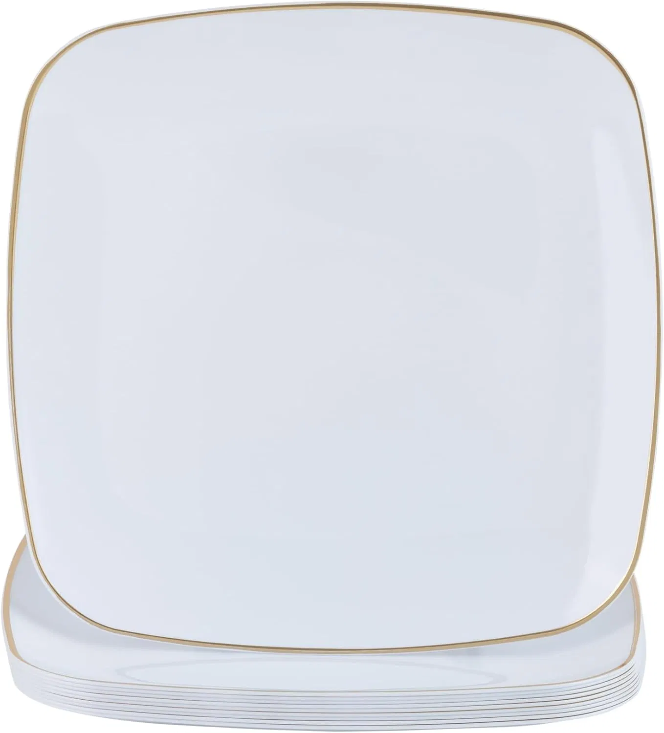 Stylish Gold Rimmed Square Plastic Party Plates for Events