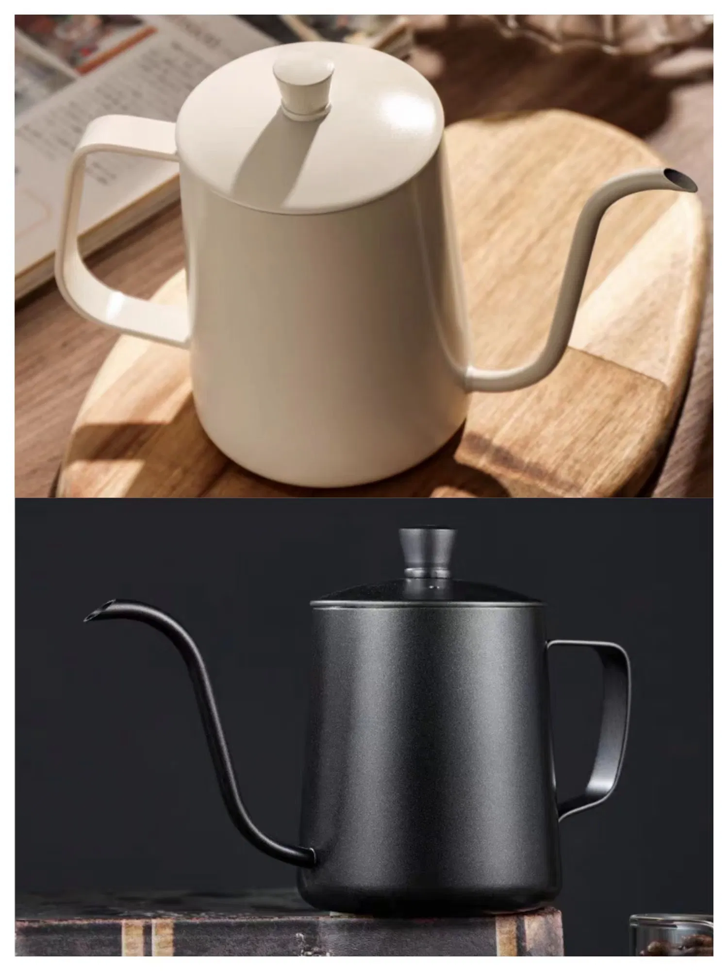 Premium Black 350ml Hand Brewing Kettle with Lid for Coffee