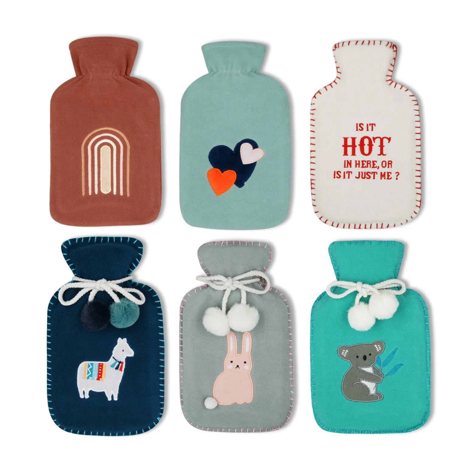 Hot-Selling Knitted Pattern Natural Rubber Hot Water Bags with Multi-Colors Patterns
