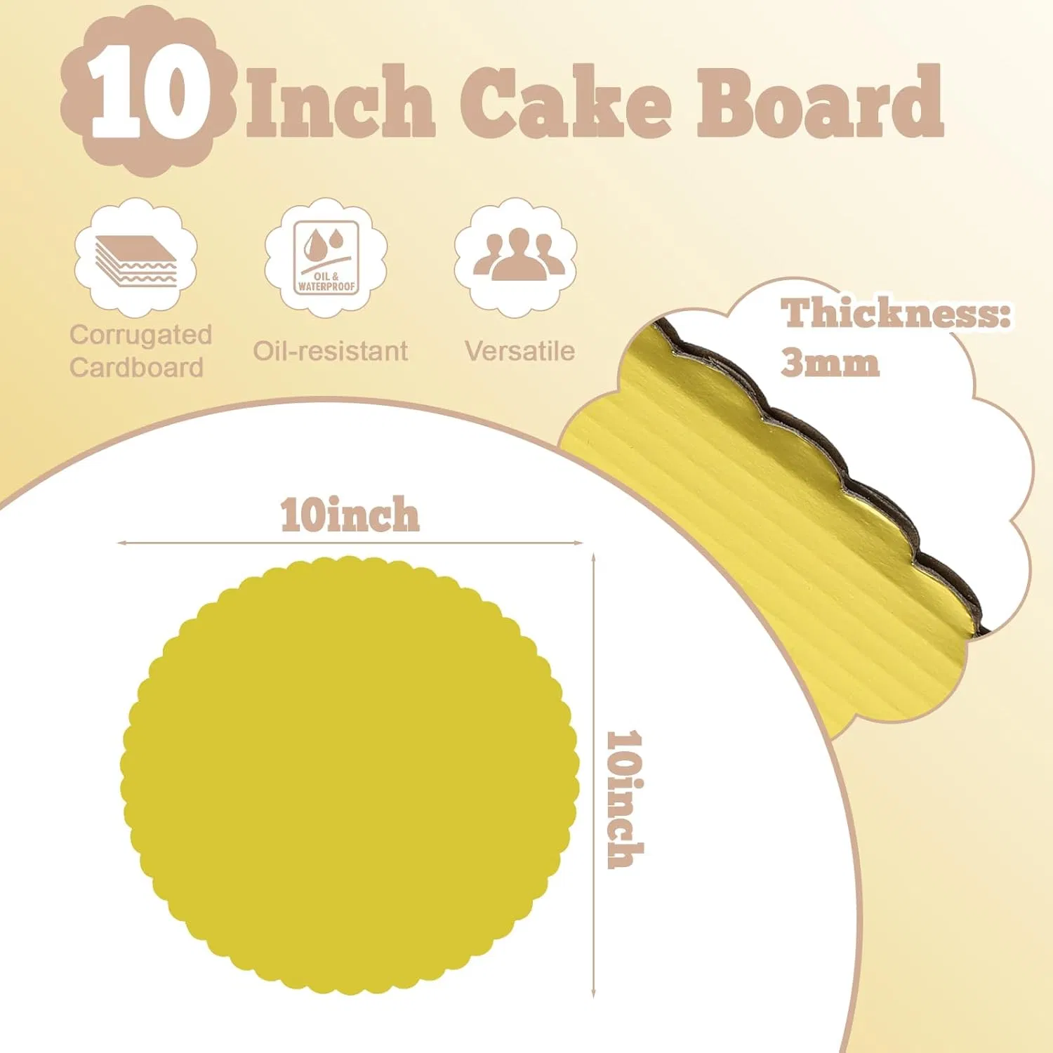 Gold Cake Boards 12 Inch Round