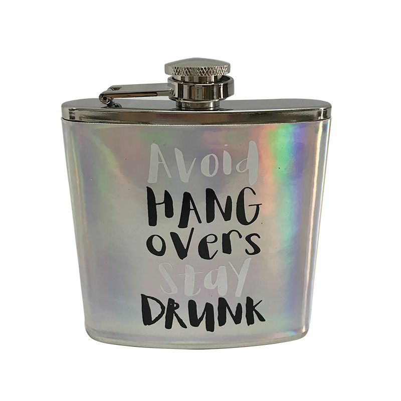 PU Leather Wrapped Heat Transfer Printed Logo Stainless Steel Hip Flask for Ancient Age Ancnoc Antiquary Ardbeg