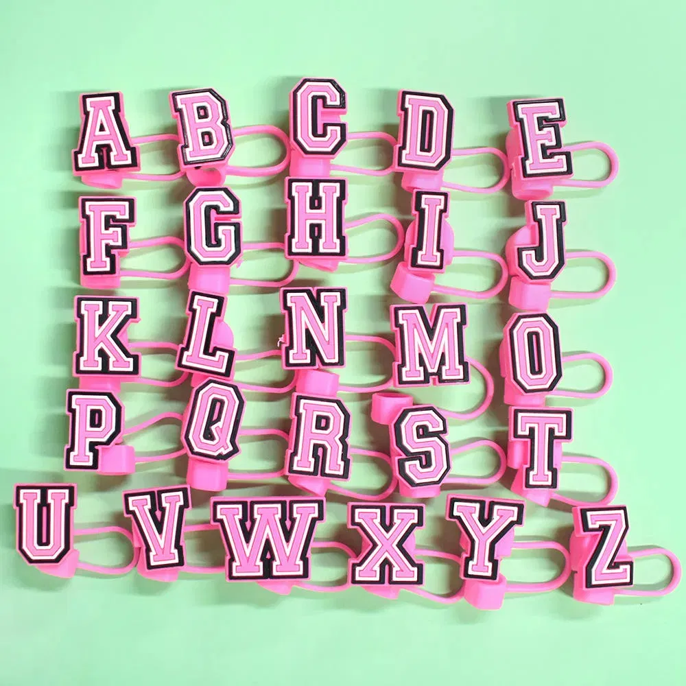 Wholesale Fashion PVC Pink Letters Cartoon Cute Dustproof Pink Number Style Accessories Straw Stopper