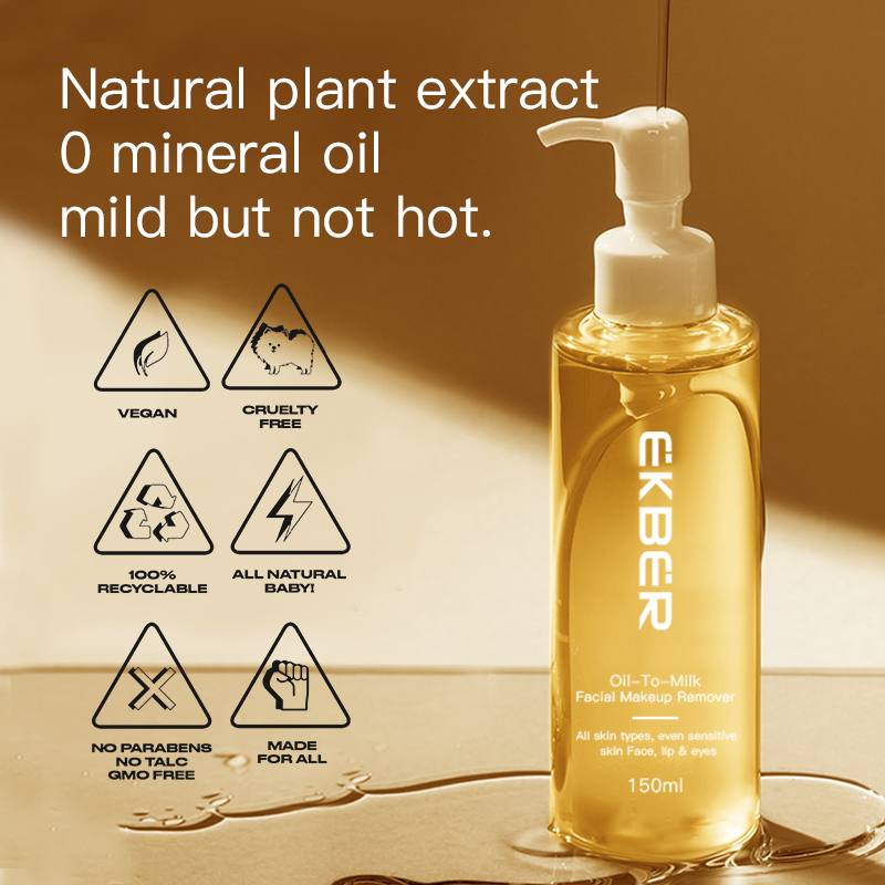 Customize Logo Moisture Deep Cleansing Oil Free Makeup Remover Oil-to-Milk Makeup Remove Oil Natural Gentle Makeup Removal