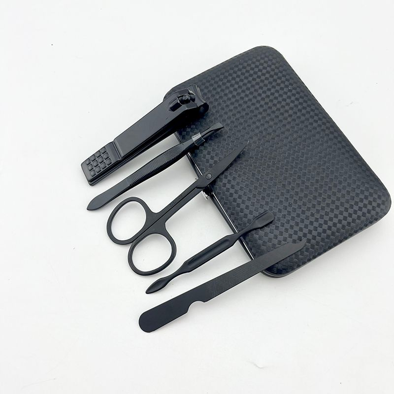 High End Black 5PCS Beauty Nail Cleaning Tools Nail Care Kit Manicure Set