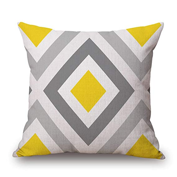 Linen Cushion with Geometrical Design for Home