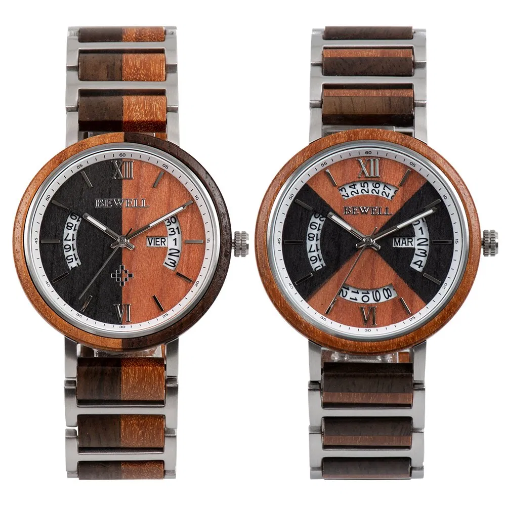 China Watch Factory Stainless Steel with Wood Watch for Men Custom Man Watches with Private Label Wristwatches