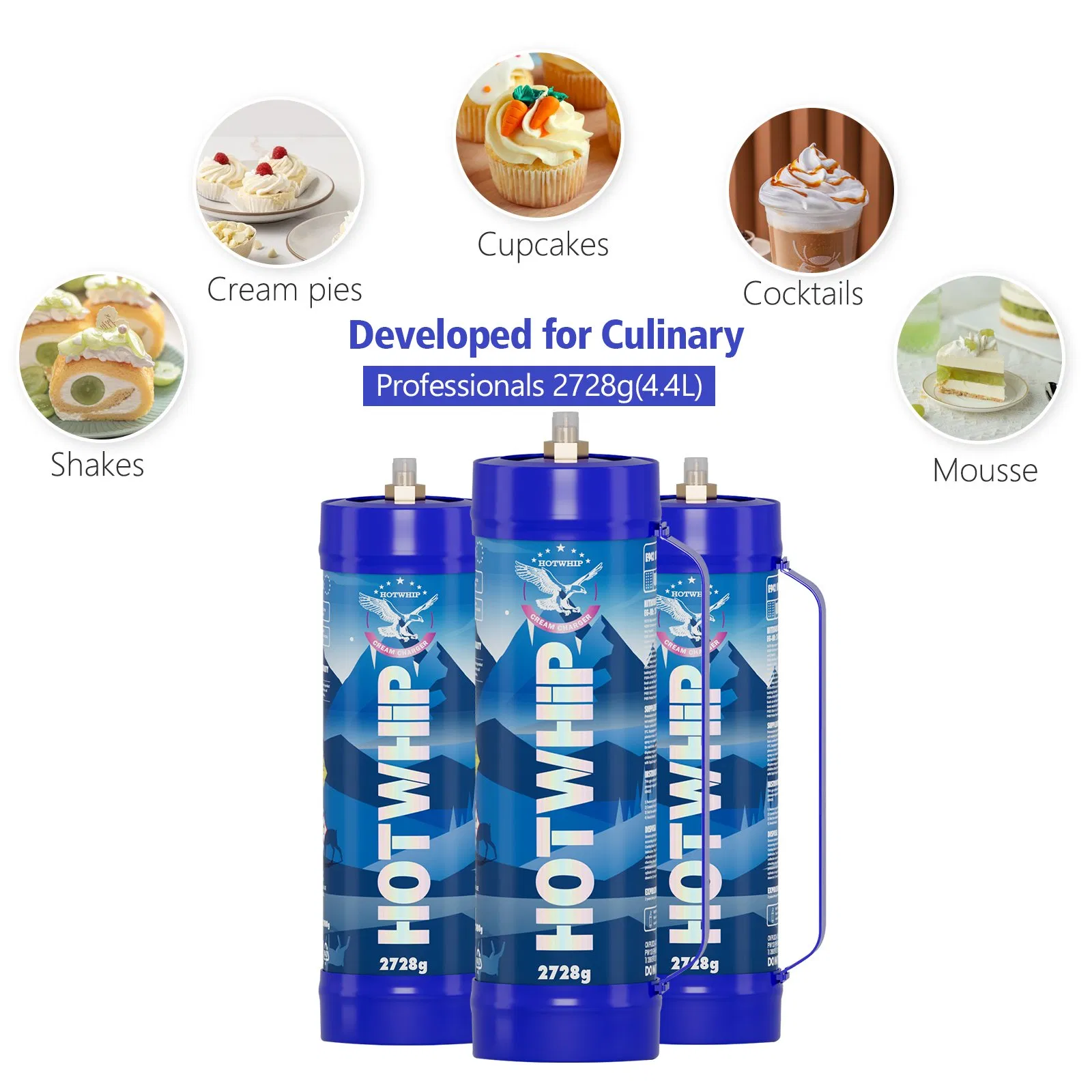 Wholesale Competitive Price Cream Nitrous Oxide Gas Cylinder 0.95L 3.3L N2o Canister 640g Food Grade Whip Cream Charger