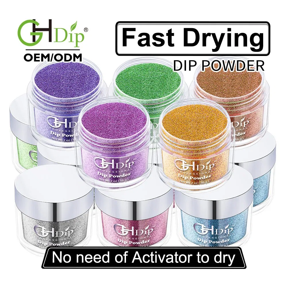 Custom Private Label Glitter Nail Fast Drying Dipping Powder Colors