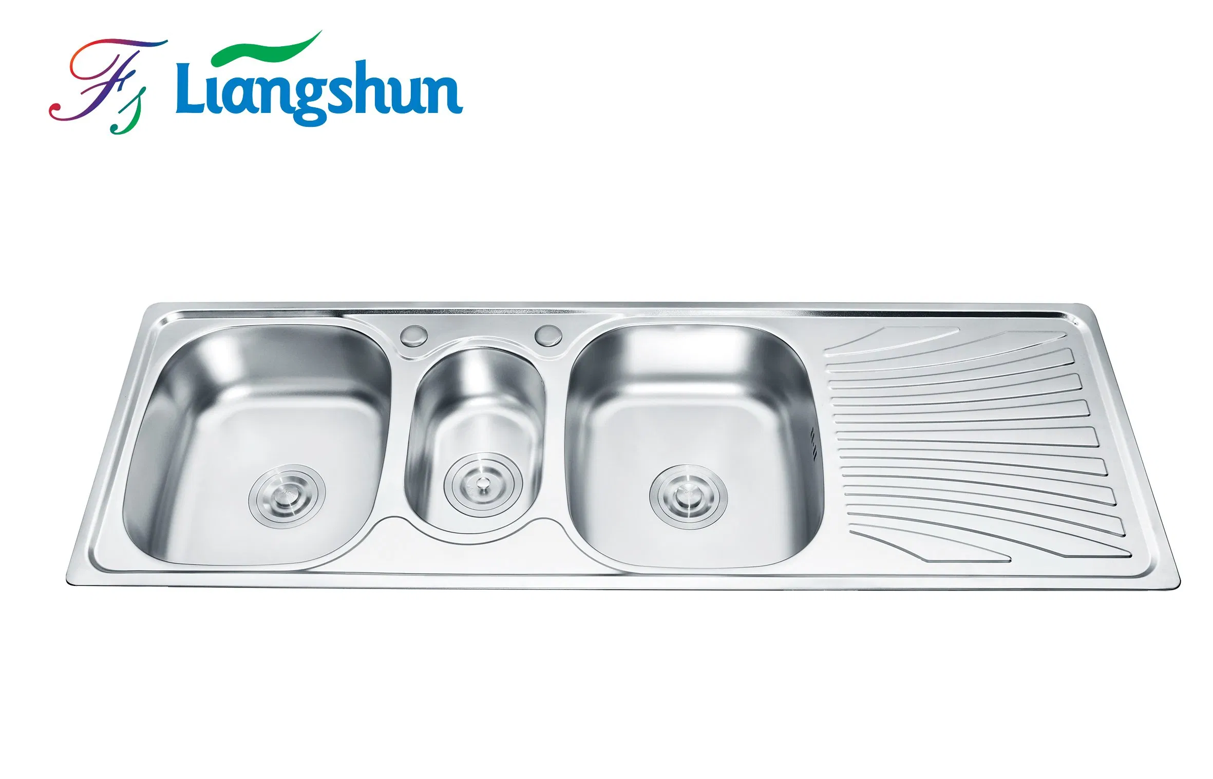 Top Mount Double Bowl Stainless Steel Sink with Drainboard Custom Size Hotel Kitchen Laundry Wash Sink