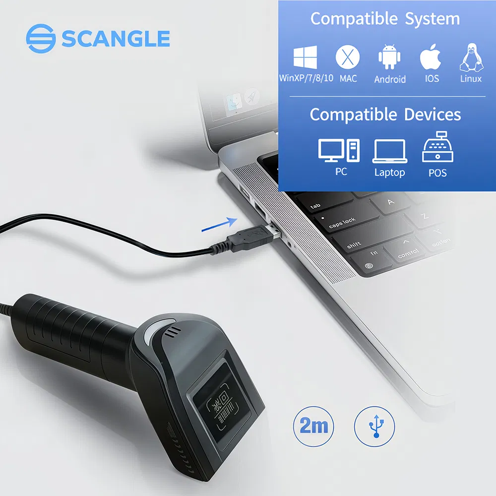 Scangle Sgt-3303 Wired High Speed Barcode Scanner with Easy- to-Use USB Port for Supermarket in Stock