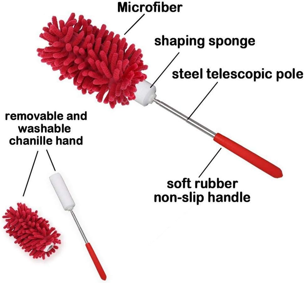 Microfiber Extendable Hand Dusters, Washable Dusting Brush, Leaning Tool for Cleaning Computer