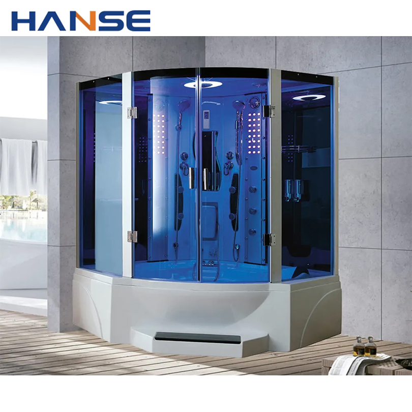 New Design 1.6m Massage Sliding Door Glass Frameless Shower Steam Room with Seat 2 Person Steam Bath Room