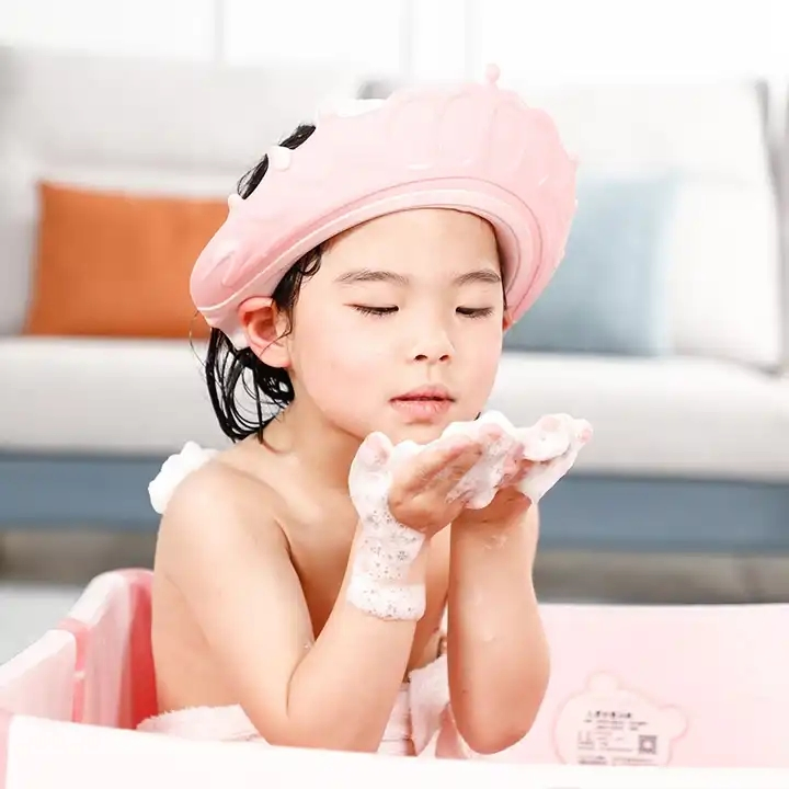 Cute Crown Shape Waterproof Adjustable Children Shampoo Cap