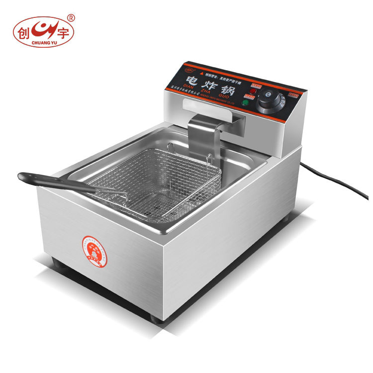 Chuangyu Cy-82e Snack Machine Temperature Control 2.5kw Double Deep Fry Potato Chicken French Electric Fryer