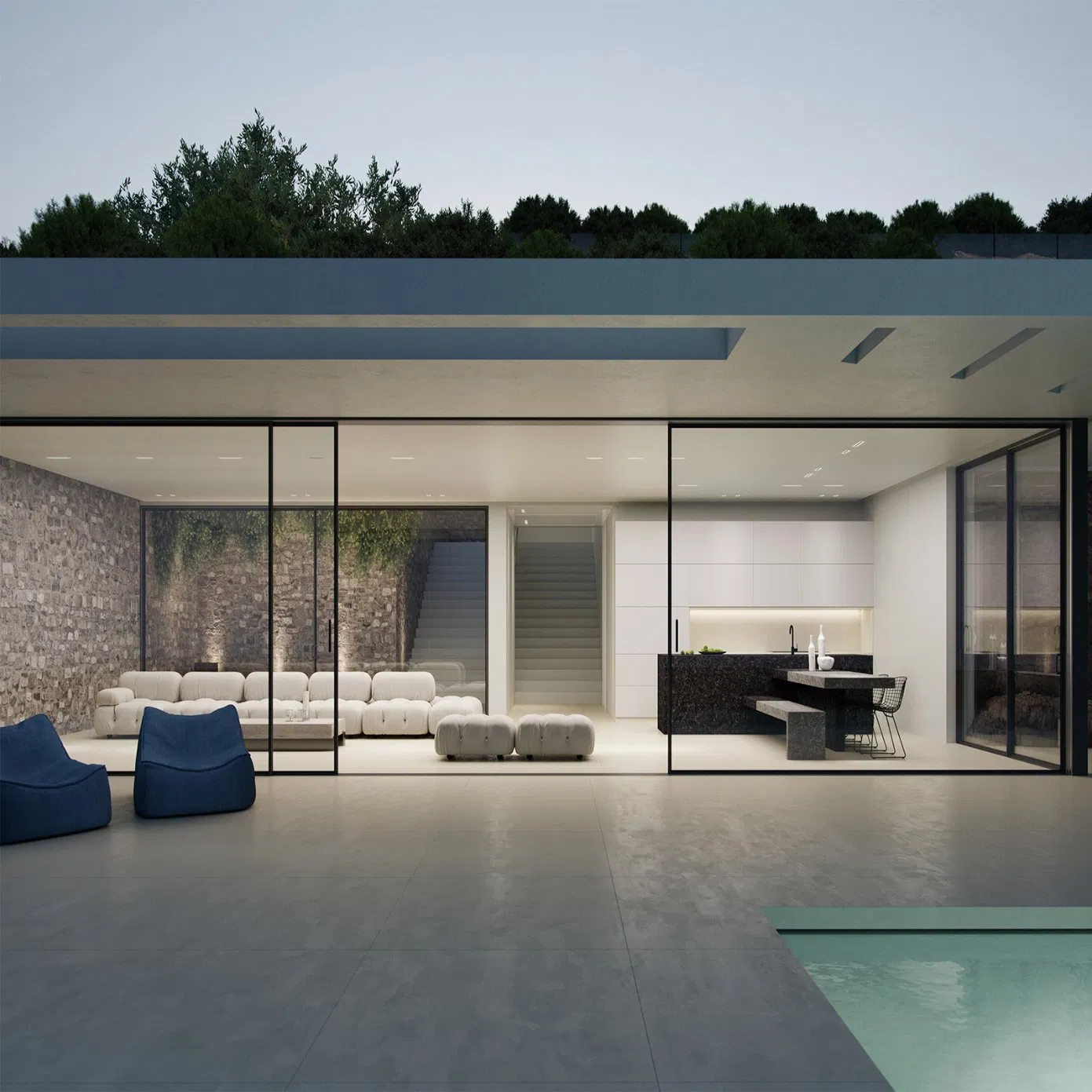 Narrow Frame Double Tempered Glass Interior Aluminum Sliding Door