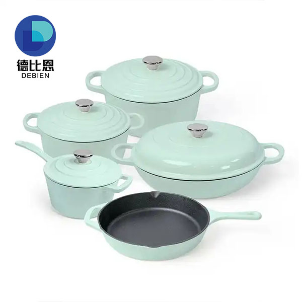 Enamel Coating Cast Iron Non-Stick Fry Pan Small Cast Iron Cookware Skillets Dutch Oven Sets