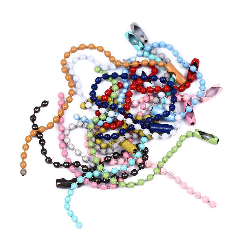 Custom Length DIY Metal Ball Colored Bead Chain for Garment Tag