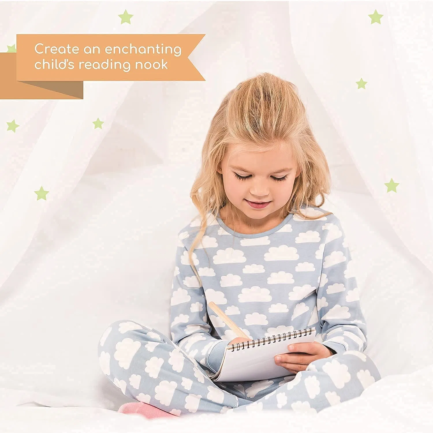 Bed Canopy Girls Glowing Stars Princess Decor Ceiling Kids Mosquito Net