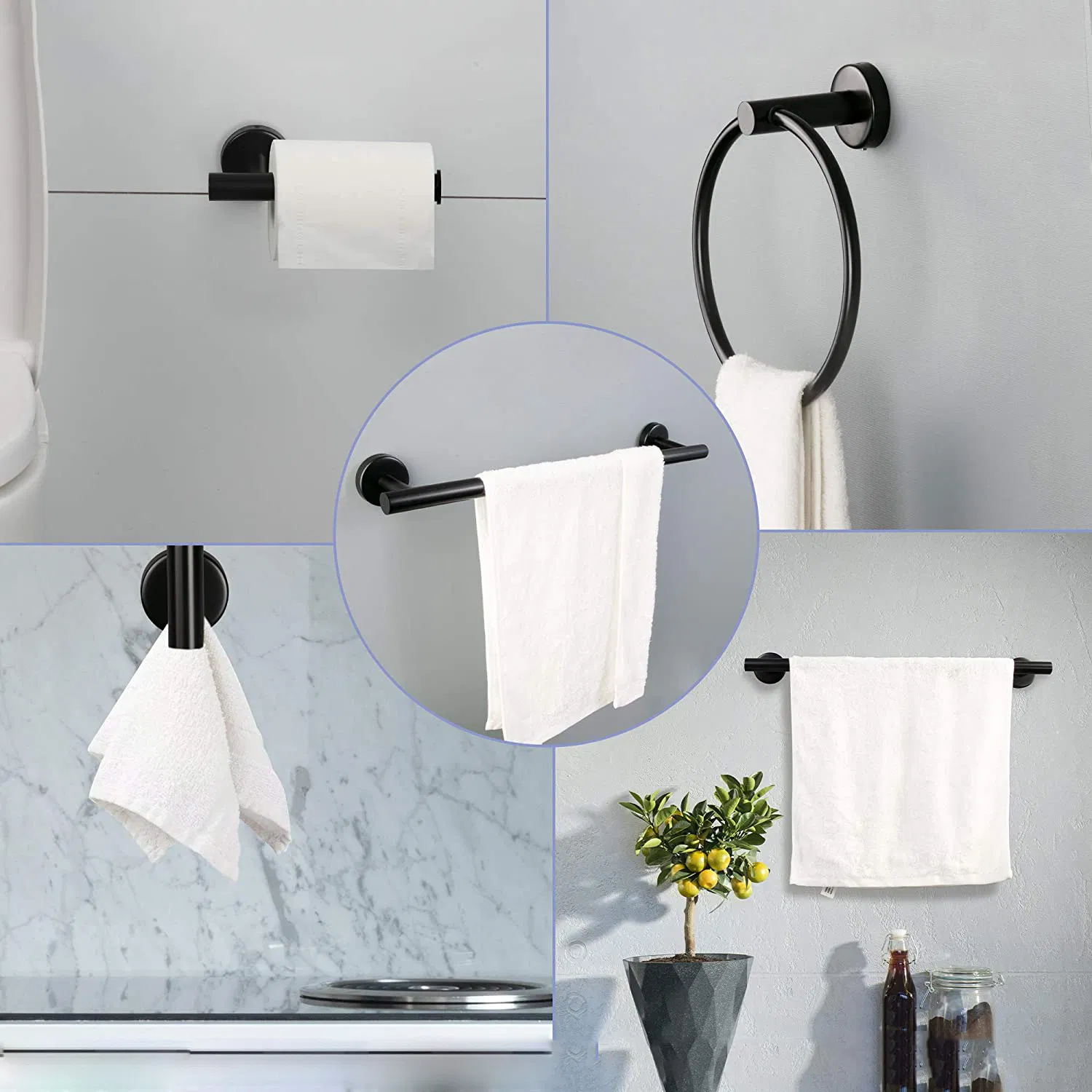 Комплект фурнитуры для ванной Aquacubic, черный, нержавеющая сталь