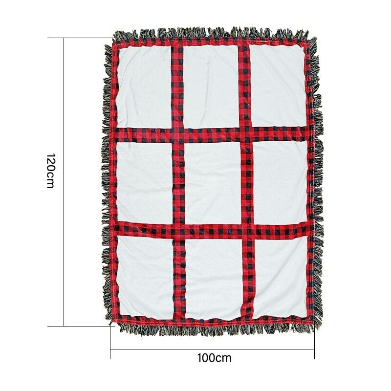 Sublimation Blank Christmas Plaid Tassel Flannel Blanket
