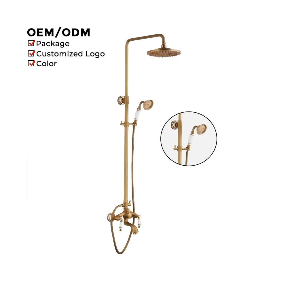 Classic Rain Brass Wall Mounted Shower Faucet Set