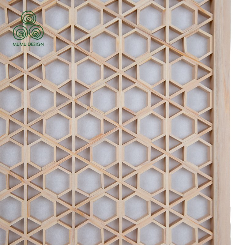 Geometric Art Kumiko Hand Carved Wall Screen Panel