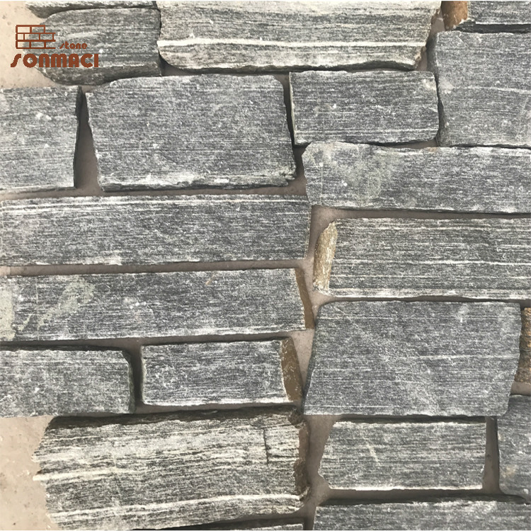 Natural Masonry Slate Black Color Castle Wall Stone