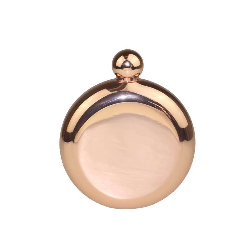 Compact and Durable Design Copper Hammered, Gold Plated Hip Flask with Screw Top Cover