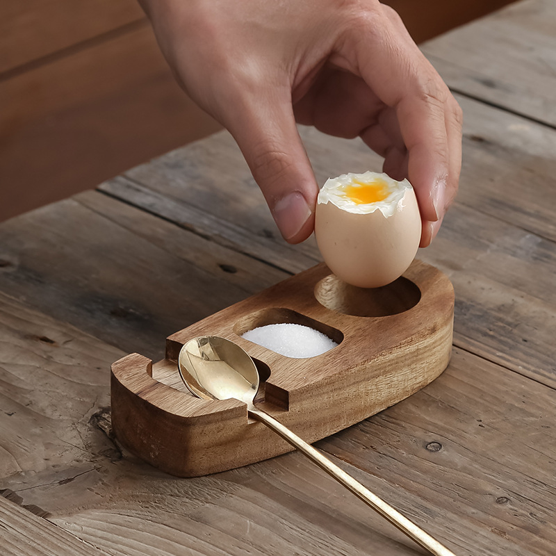 Acacia Wooden Egg Tray Egg Cup Holder Eggshell Cup Holder Egg Punch Holder