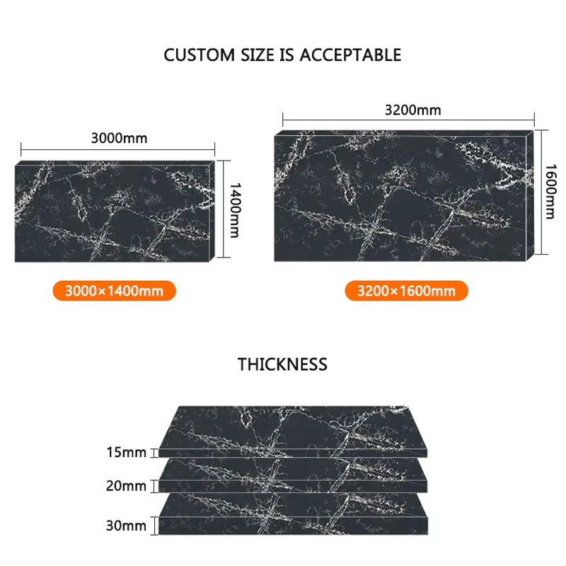 Engineered Ice Black Quartz Surface Slab for Kitchen Countertops
