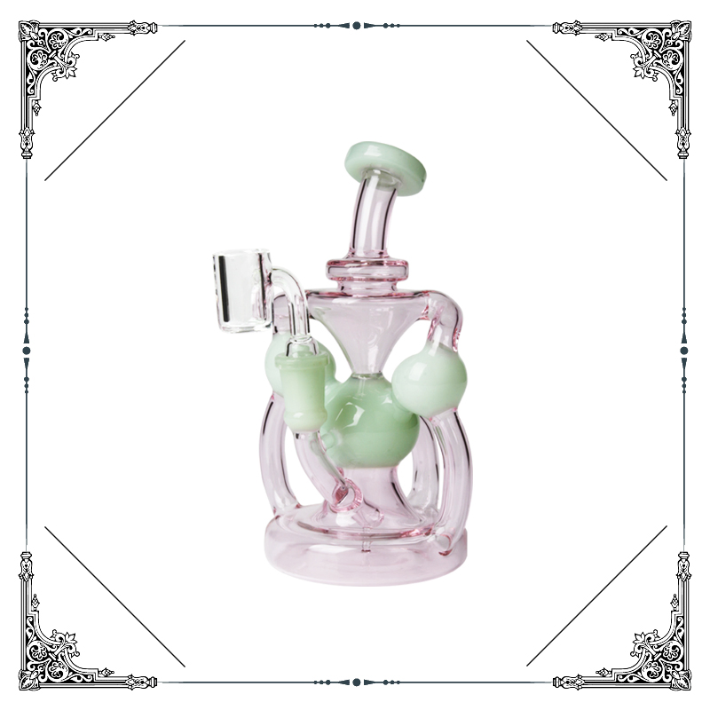 New Design 14.4 mm Quartz Banger Smoking Glass Water Pipe DAB Rig Recycler Oil Rig Wholesale