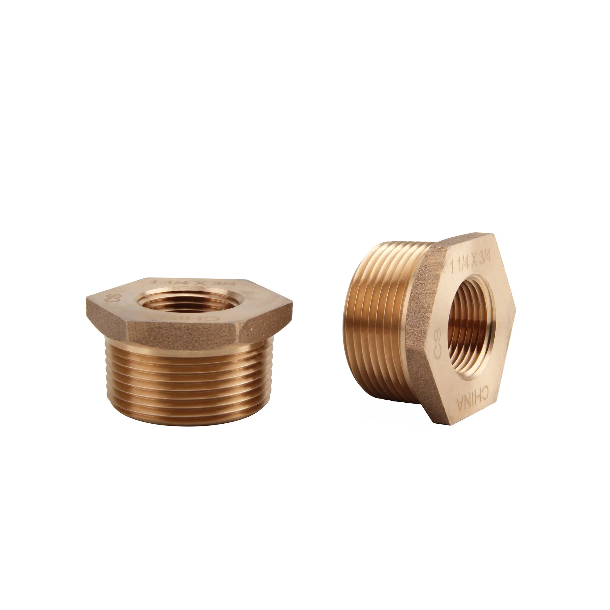 Durable Hex Brass Fitting: 1-1/4" NPT Male to 3/4" Female