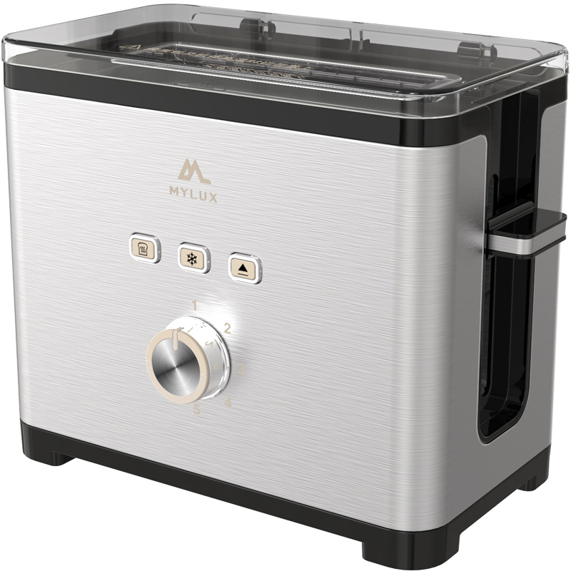 CE CB ETL Approved SUS Appearance Bread Toaster, 1-Slice Capacity, Compact Toaster Oven, Snack Maker, Reheat, Defrost, 600 Watts, Stainless Steel