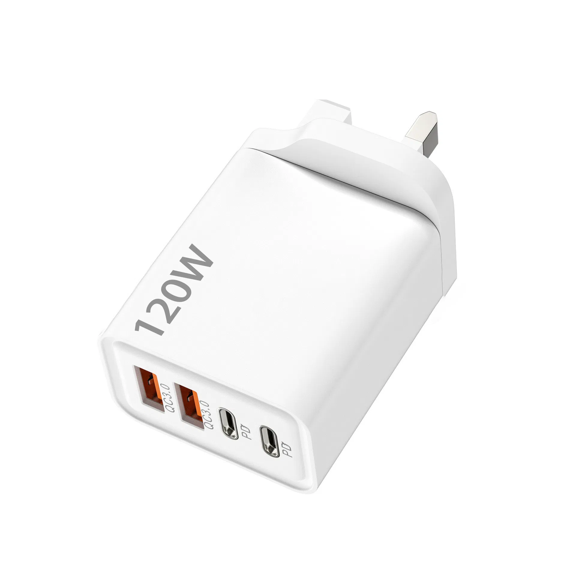 UK 120W Dual USB-C PD Fast Charger with QC3.0 Multi-Port Laptop & Device Wall Adapter
