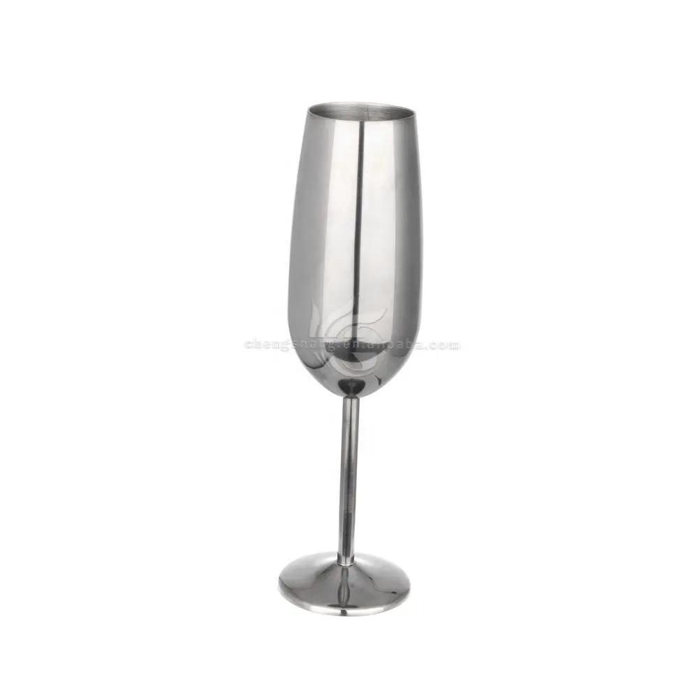 Wedding Parties Stainless Steel Rose Gold Copper Champagne Flutes Glass Set 270ml Unbreakable Metal Champagne Wine Glasses